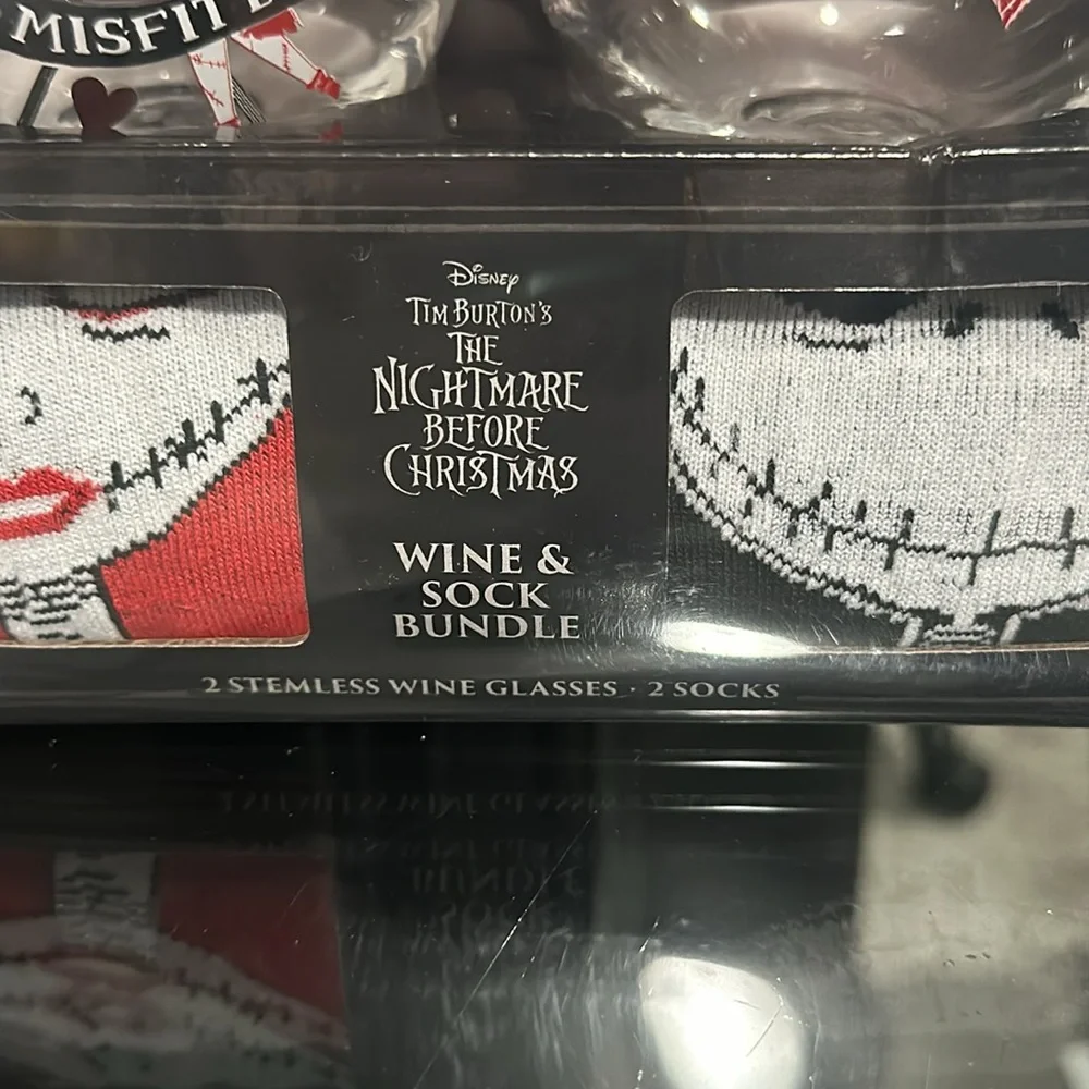 Nightmare Before Christmas Wine Glass and Sock Set